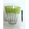 ANTICO GRANDE VASO CRISTALLO Val Saint Lambert DECORO VERDE CUT to CLEAR FIRMATO