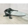 ANTICO TAVOLO SCULTURA BRONZO 1950 FIRMATO MOREAU DONNA NUDA VETRO COFFE TABLE