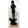 ANTICO BRONZO BAMBINO PESCE DE MARTINO LIBERTY 1800 XIX SCULTURA 