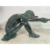 ANTICO TAVOLO SCULTURA BRONZO 1950 FIRMATO MOREAU DONNA NUDA VETRO COFFE TABLE