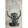 ANTICO TAVOLO SCULTURA BRONZO 1950 FIRMATO MOREAU DONNA NUDA VETRO COFFE TABLE