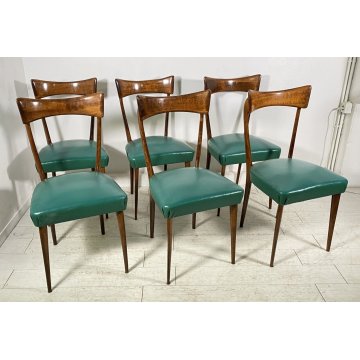 LOTTO 6 SEDIE DESIGN ANNI 70 STILE ICO PARISI LEGNO E SKY VINTAGE CHAIR PRANZO
