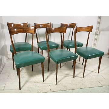 LOTTO 6 SEDIE DESIGN ANNI 70 STILE ICO PARISI LEGNO E SKY VINTAGE CHAIR PRANZO