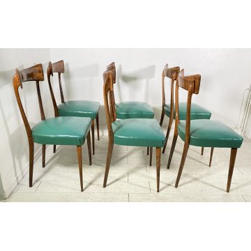 LOTTO 6 SEDIE DESIGN ANNI 70 STILE ICO PARISI LEGNO E SKY VINTAGE CHAIR PRANZO