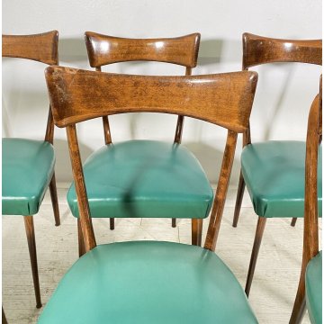 LOTTO 6 SEDIE DESIGN ANNI 70 STILE ICO PARISI LEGNO E SKY VINTAGE CHAIR PRANZO