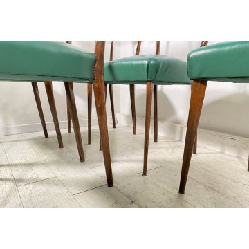 LOTTO 6 SEDIE DESIGN ANNI 70 STILE ICO PARISI LEGNO E SKY VINTAGE CHAIR PRANZO