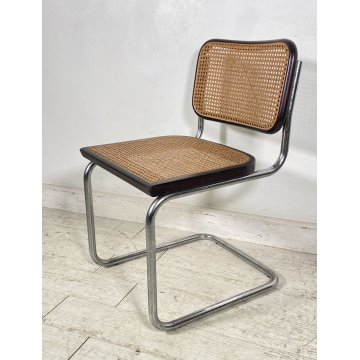 SEDIA DESIGN CESCA MARCEL BREUER ANNI 70 PAGLIA DI VIENNA ACCIAIO CROMATO EPOCA