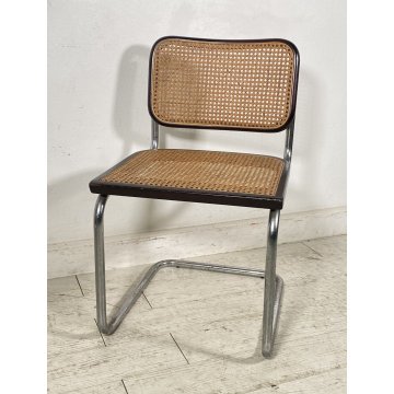 SEDIA DESIGN CESCA MARCEL BREUER ANNI 70 PAGLIA DI VIENNA ACCIAIO CROMATO EPOCA