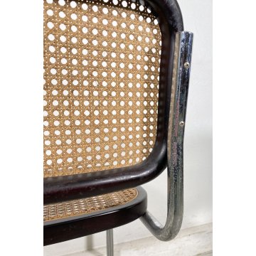 SEDIA DESIGN CESCA MARCEL BREUER ANNI 70 PAGLIA DI VIENNA ACCIAIO CROMATO EPOCA