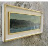 QUADRO Carlo Monti DIPINTO OLIO TELA PAESAGGIO VEDUTA LAGO MAGGIORE ARONA LESA