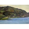 QUADRO Carlo Monti DIPINTO OLIO TELA PAESAGGIO VEDUTA LAGO MAGGIORE ARONA LESA