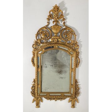 ANTICA GRANDE SPECCHIERA FINE 1800 CAMINIERA SPECCHIO CORNICE LEGNO DORATO EPOCA