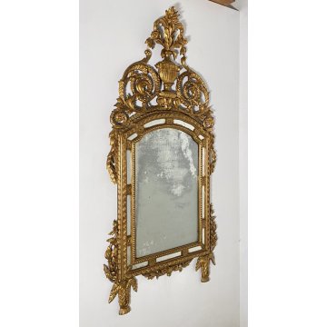 ANTICA GRANDE SPECCHIERA FINE 1800 CAMINIERA SPECCHIO CORNICE LEGNO DORATO EPOCA