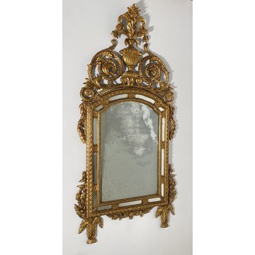 ANTICA GRANDE SPECCHIERA FINE 1800 CAMINIERA SPECCHIO CORNICE LEGNO DORATO EPOCA