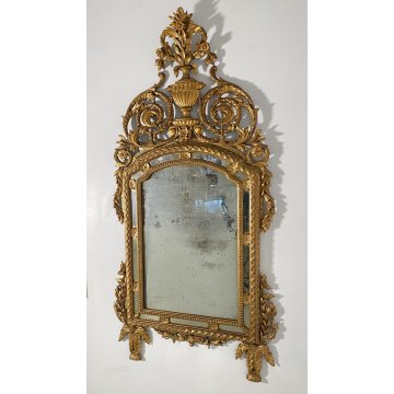 ANTICA GRANDE SPECCHIERA FINE 1800 CAMINIERA SPECCHIO CORNICE LEGNO DORATO EPOCA