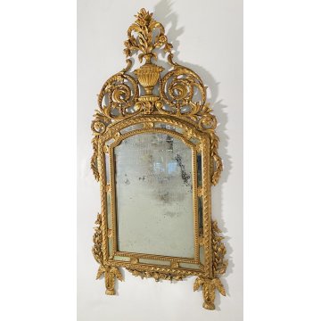 ANTICA GRANDE SPECCHIERA FINE 1800 CAMINIERA SPECCHIO CORNICE LEGNO DORATO EPOCA