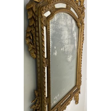 ANTICA GRANDE SPECCHIERA FINE 1800 CAMINIERA SPECCHIO CORNICE LEGNO DORATO EPOCA