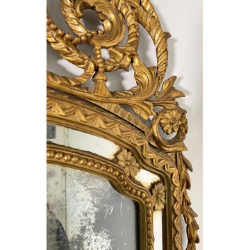 ANTICA GRANDE SPECCHIERA FINE 1800 CAMINIERA SPECCHIO CORNICE LEGNO DORATO EPOCA