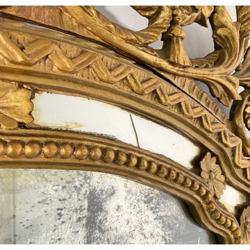ANTICA GRANDE SPECCHIERA FINE 1800 CAMINIERA SPECCHIO CORNICE LEGNO DORATO EPOCA