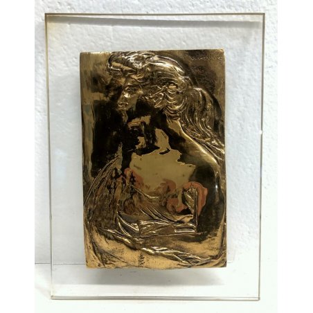 SCULTURA BASSORILIEVO FIGURA FEMMINILE BRONZO DORATO ATTR. Francesco Messina 900