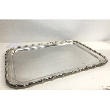 GRANDE VASSOIO PORTATA PLACATO ARGENTO ATELIER Teghini Firenze DECORO BAMBU' 50s