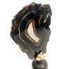 ANTICA COMPOSIZIONE Rococò BASE LEGNO TORNITO GEODE QUARZO DECORO NERO ORO 900