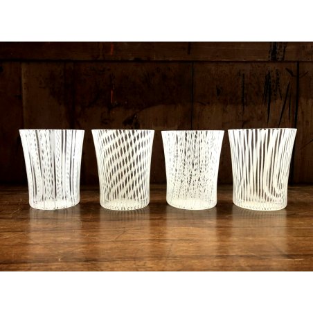 SET 4 BICCHIERI ACQUA VETRO SOFFIATO MURANO Nason Moretti CANOVA BIANCO LATTIMIO