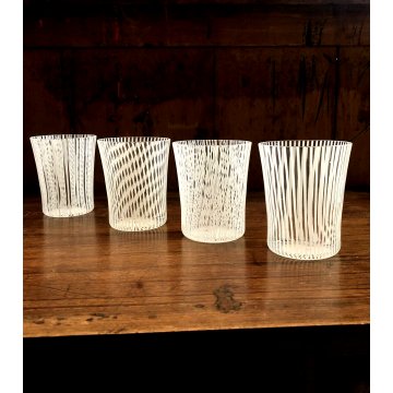 SET 4 BICCHIERI ACQUA VETRO SOFFIATO MURANO Nason Moretti CANOVA BIANCO LATTIMIO