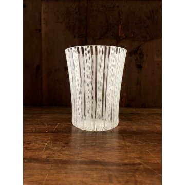 SET 4 BICCHIERI ACQUA VETRO SOFFIATO MURANO Nason Moretti CANOVA BIANCO LATTIMIO