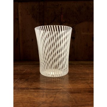 SET 4 BICCHIERI ACQUA VETRO SOFFIATO MURANO Nason Moretti CANOVA BIANCO LATTIMIO