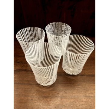 SET 4 BICCHIERI ACQUA VETRO SOFFIATO MURANO Nason Moretti CANOVA BIANCO LATTIMIO