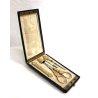 ANTICO SET STRUMENTI CUCITO VITTORIANO ORO 18k CUSTODIA LEGNO LACCATO  '800