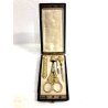 ANTICO SET STRUMENTI CUCITO VITTORIANO ORO 18k CUSTODIA LEGNO LACCATO  '800