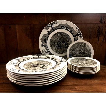 SET PIATTI CERAMICA 16 pz Wedgwood Etruria Barleston Kruger WWF PANDA VINTAGE UK