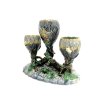 ANTICO CENTROTAVOLA BARBOTINE MAIOLICA TRITTICO DECORO RAMO EDERA APE CONCHIGLIA