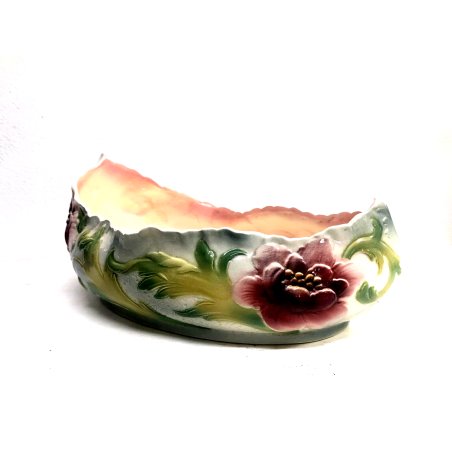 VASO CERAMICA VINTAGE St clément BARBOTINE JARDINIERE DECORO FIORI ART NOUVEAU