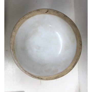 VASO CERAMICA VINTAGE BARBOTINE VERDE DECORO FLOREALE NARCISI GIALLI ART NOUVEAU