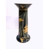 VASO CERAMICA VINTAGE BARBOTINE VERDE DECORO FLOREALE NARCISI GIALLI ART NOUVEAU