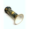 VASO CERAMICA VINTAGE BARBOTINE VERDE DECORO FLOREALE NARCISI GIALLI ART NOUVEAU