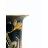VASO CERAMICA VINTAGE BARBOTINE VERDE DECORO FLOREALE NARCISI GIALLI ART NOUVEAU