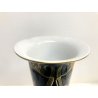VASO CERAMICA VINTAGE BARBOTINE VERDE DECORO FLOREALE NARCISI GIALLI ART NOUVEAU