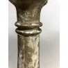 COPPIA ANTICO CANDELABRO TORCERE ALTARE LEGNO DECORO FOGLIA ARGENTO 61,5 cm/h
