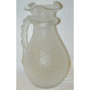 ANTICA BROCCA VETRO GHIACCIATO Liberty MURANO ghiaccio CARAFFA old ICE GLASS JUG