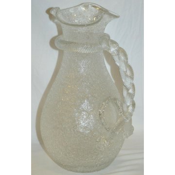ANTICA BROCCA VETRO GHIACCIATO Liberty MURANO ghiaccio CARAFFA old ICE GLASS JUG