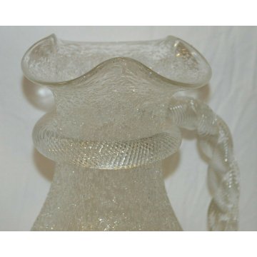 ANTICA BROCCA VETRO GHIACCIATO Liberty MURANO ghiaccio CARAFFA old ICE GLASS JUG
