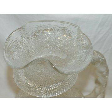ANTICA BROCCA VETRO GHIACCIATO Liberty MURANO ghiaccio CARAFFA old ICE GLASS JUG