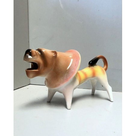 FIGURA CERAMICA LEONE Roberto Rigon DESIGN VINTAGE POTTERY COLLEZIONE ANIMALI 70