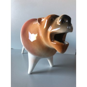 FIGURA CERAMICA LEONE Roberto Rigon DESIGN VINTAGE POTTERY COLLEZIONE ANIMALI 70