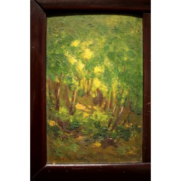 ANTICO QUADRO TRITTICO DIPINTO OLIO TAVOLA Guido Bertarelli PAESAGGIO FIGURE 900