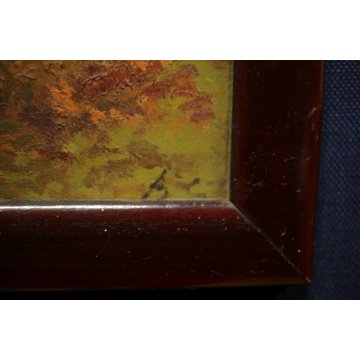 ANTICO QUADRO TRITTICO DIPINTO OLIO TAVOLA Guido Bertarelli PAESAGGIO FIGURE 900